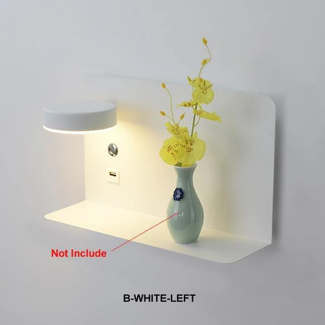 Pragmatism LED Wall Lamp Shelf with USB Phone Charger - Image 8