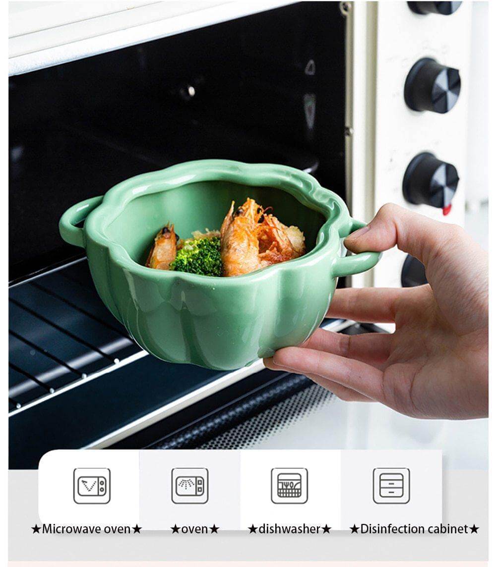 Pumpkin Shape Baking Bowl With Glazed Lid - Image 8