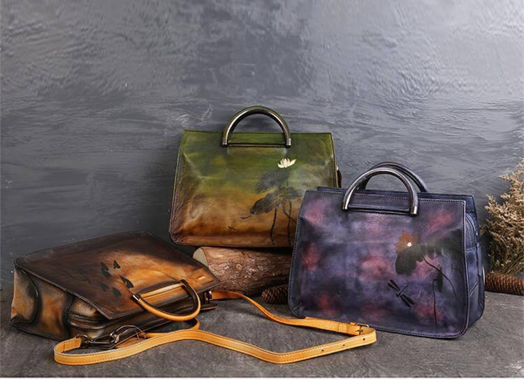Pure Leather Flower Pattern Cute Women Bags - Image 7