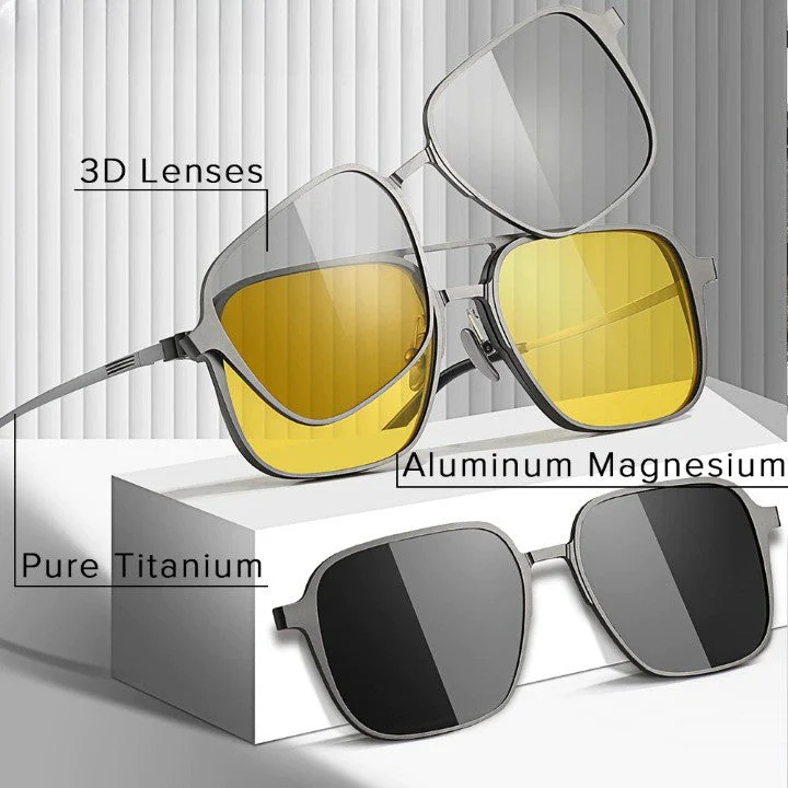 Pure Titanium Magnetic Clip-On Glasses - Image 2