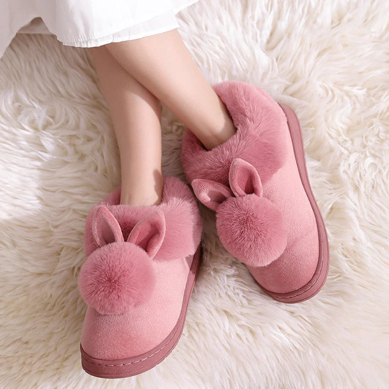 Rabbit Ear Fluffy Indoor Slippers - Image 2