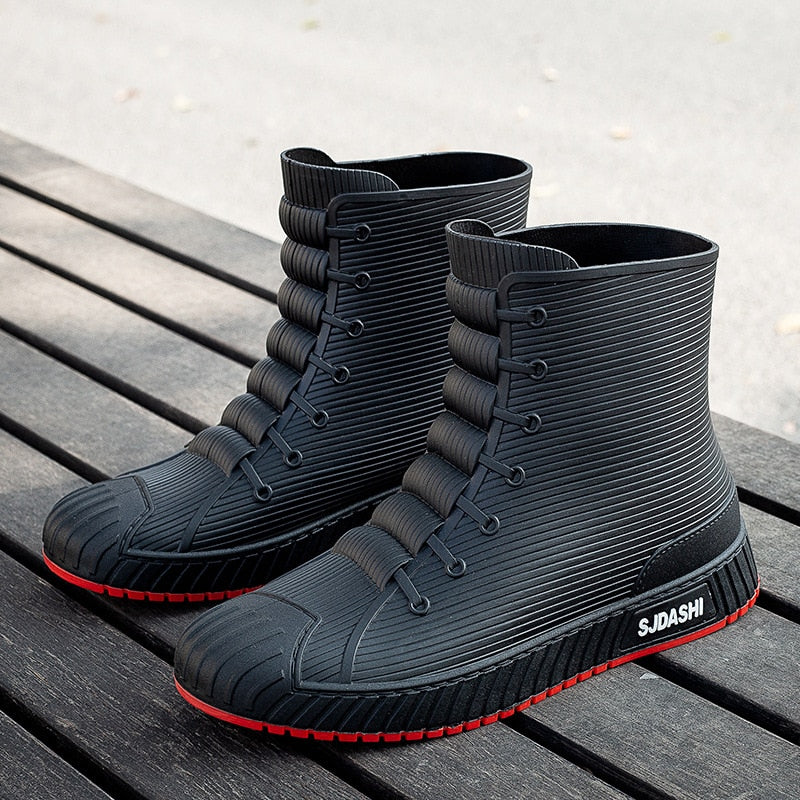 Rain Rider Slip-On Rubber Stylish Waterproof Boots - Image 10