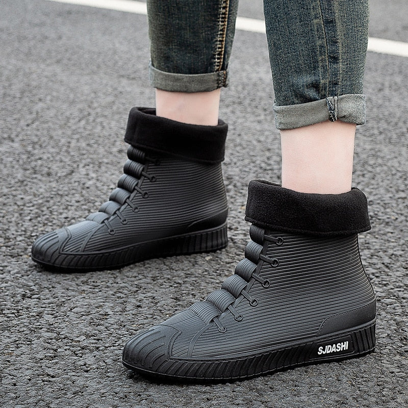 Rain Rider Slip-On Rubber Stylish Waterproof Boots - Image 12