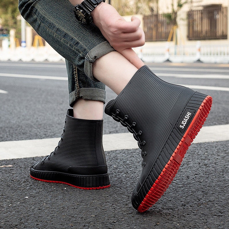 Rain Rider Slip-On Rubber Stylish Waterproof Boots - Image 13