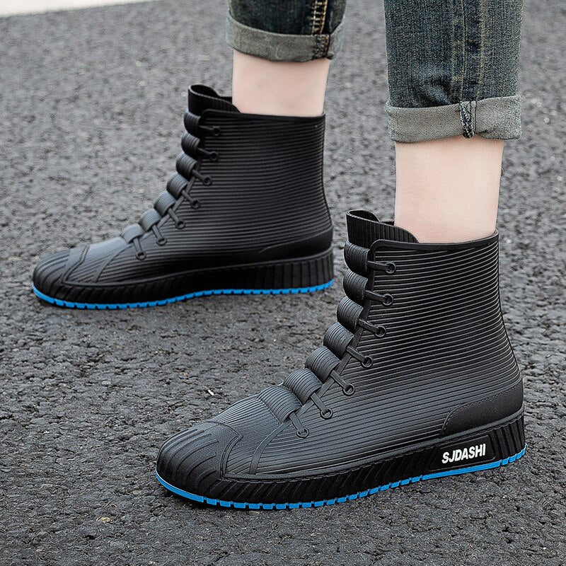Rain Rider Slip-On Rubber Stylish Waterproof Boots - Image 14