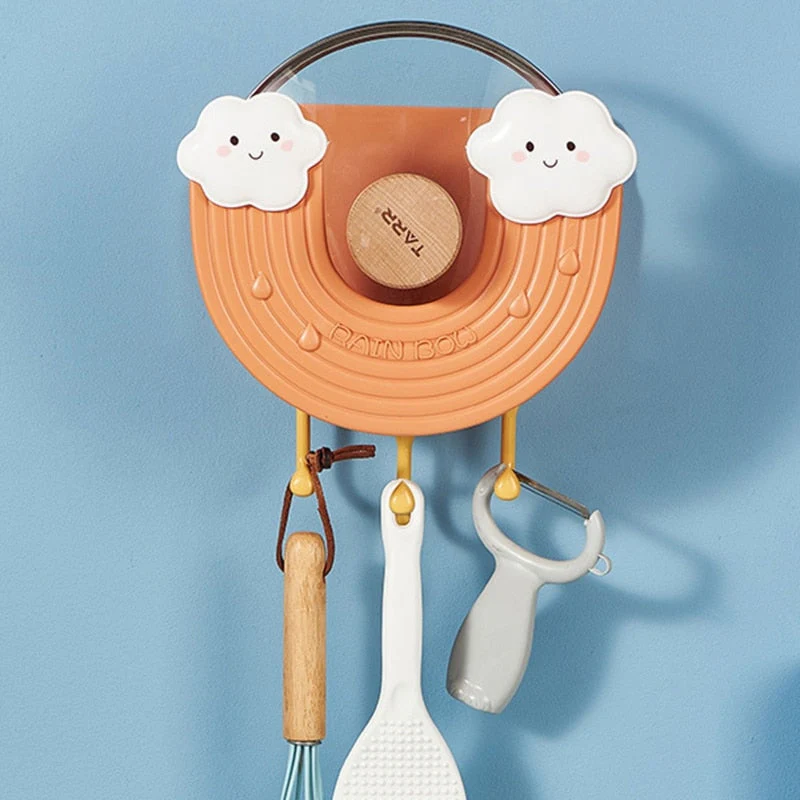 Rainbow Wall-Mounted Hook Kitchen Pot Lid Holder