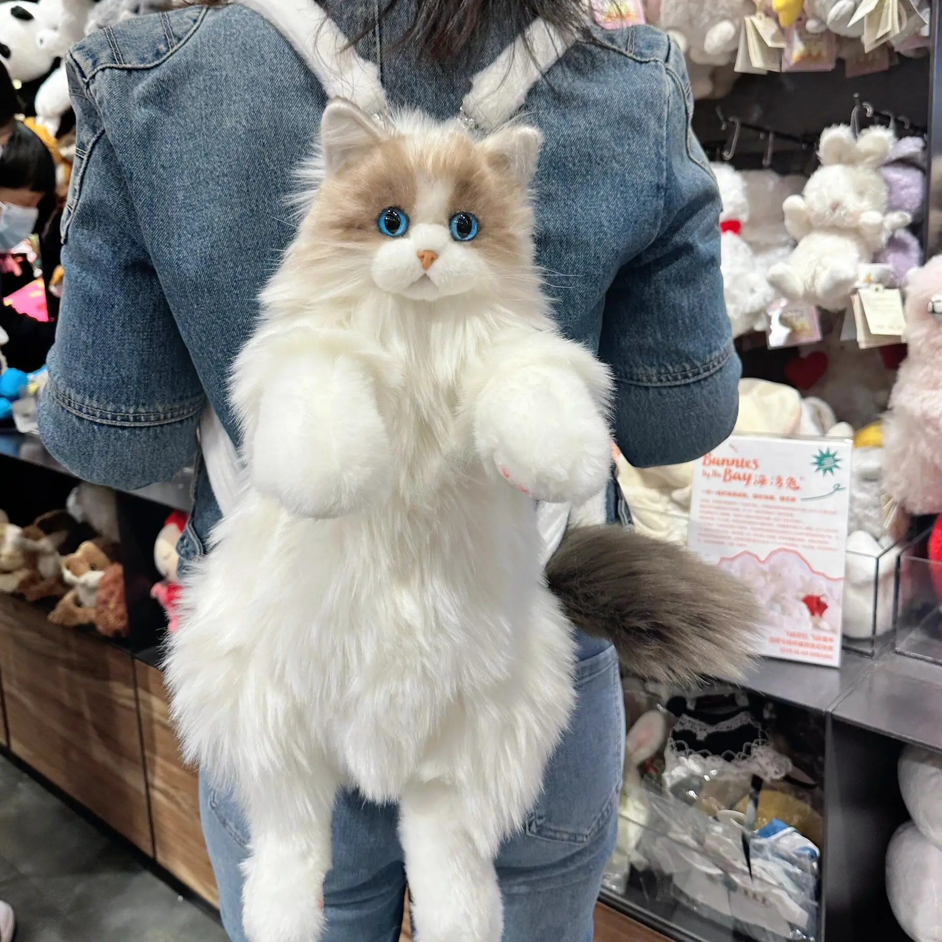 Realistic Cute Plush Cat Backpack - Image 3