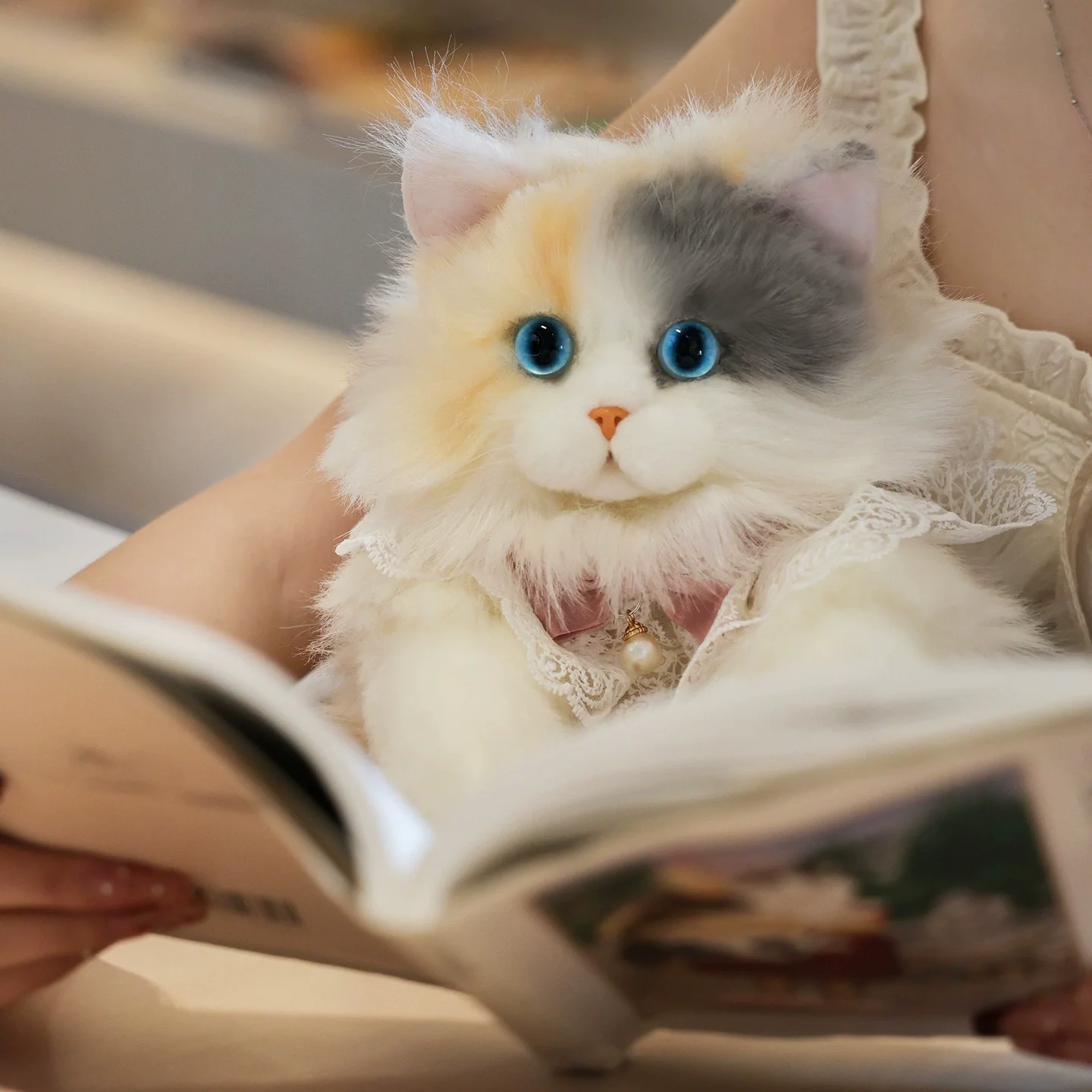 Realistic Cute Plush Cat Backpack - Image 5