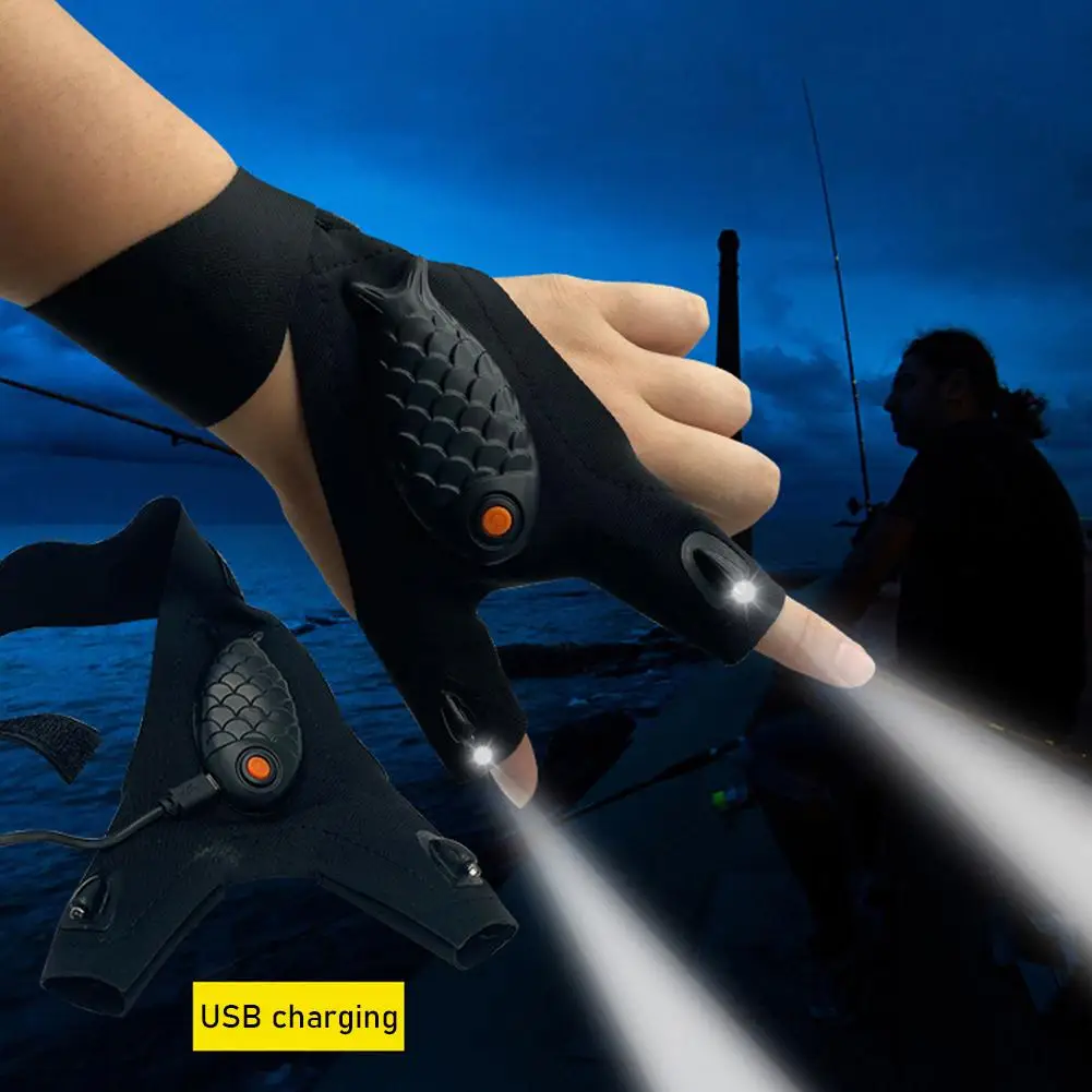 Rechargeable Fingerless Repair Fishing LED Gloves - Image 3