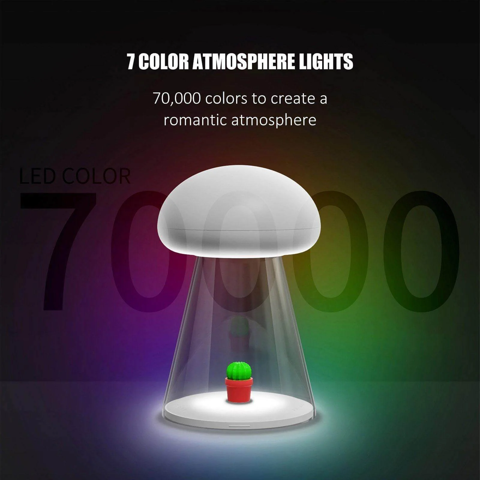 Rechargeable White Cactus USB Mushroom Night Lamp - Image 2