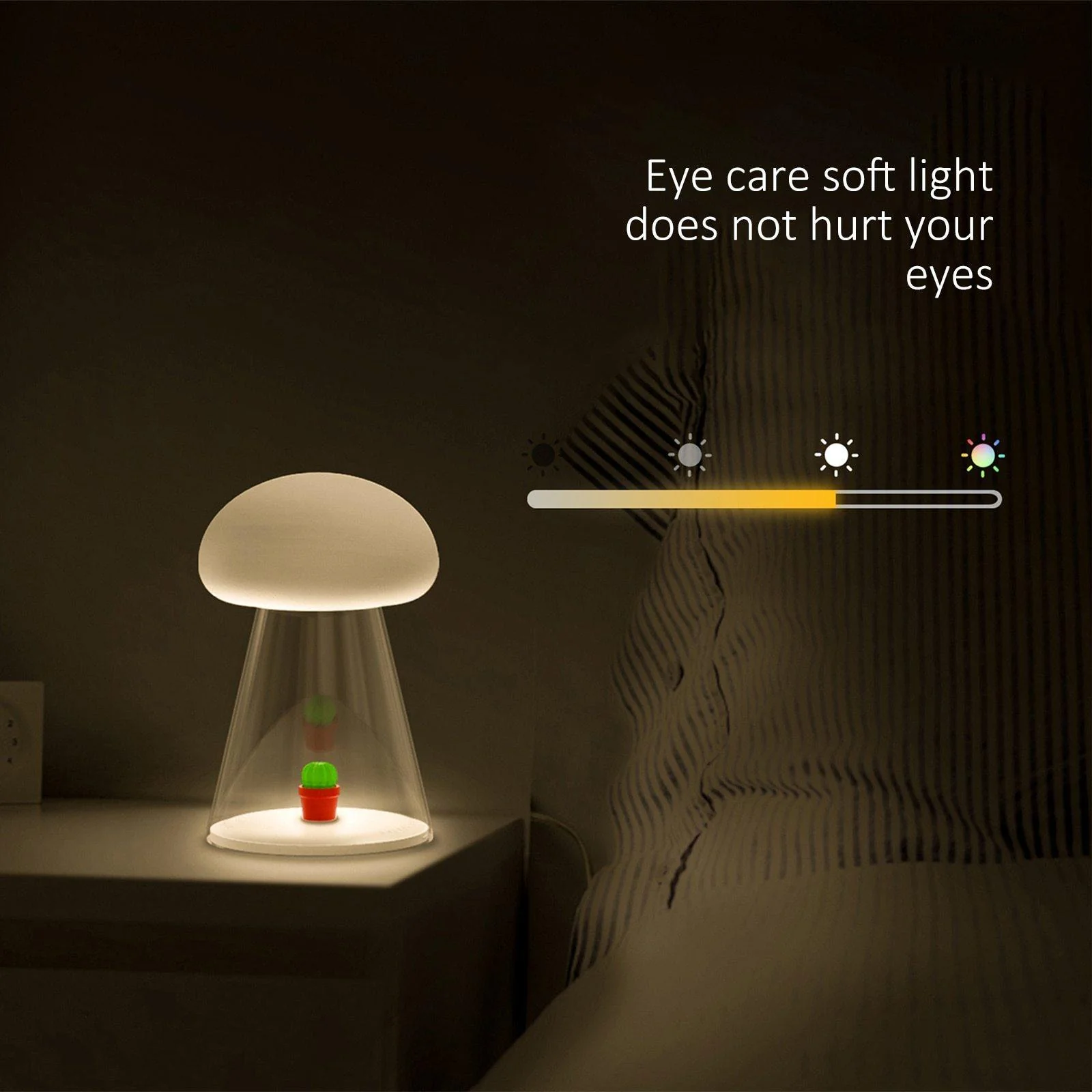 Rechargeable White Cactus USB Mushroom Night Lamp - Image 5