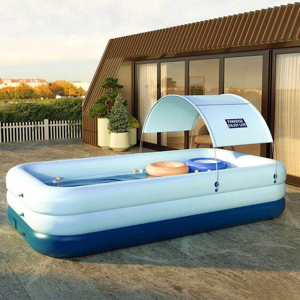Rectangle Swimming Pool Self Inflatable with Sunshade - Image 3