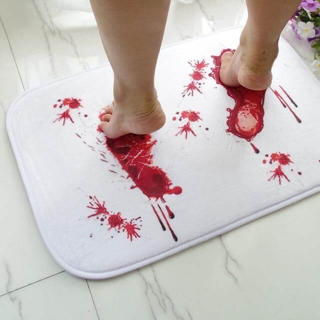 Red Footprint Microfiber Memory Foam Bath Mat - Image 3