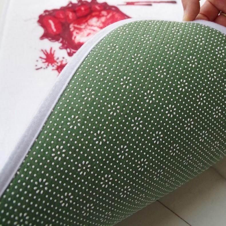 Red Footprint Microfiber Memory Foam Bath Mat - Image 4