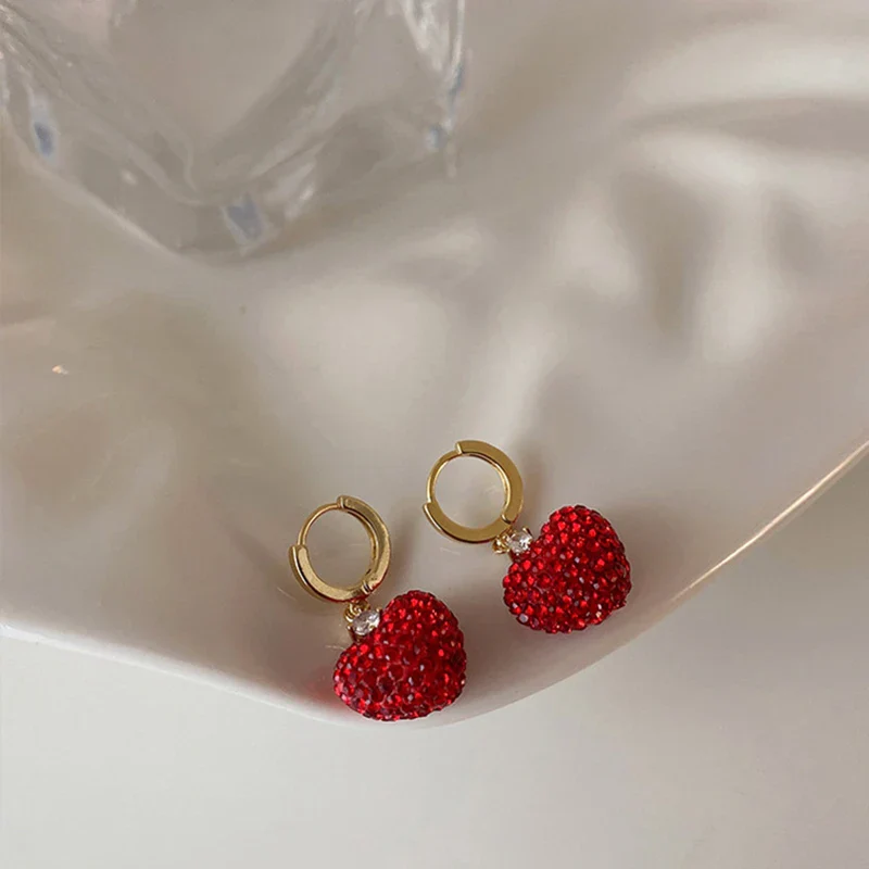 Red Romance European Style Heart Earrings - Image 3