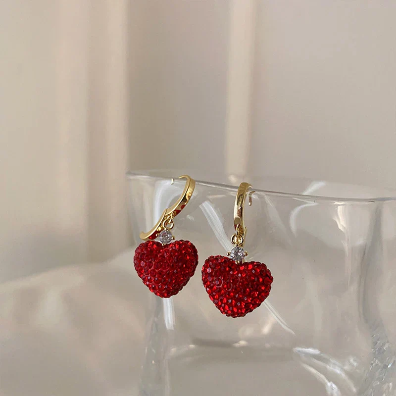 Red Romance European Style Heart Earrings - Image 5