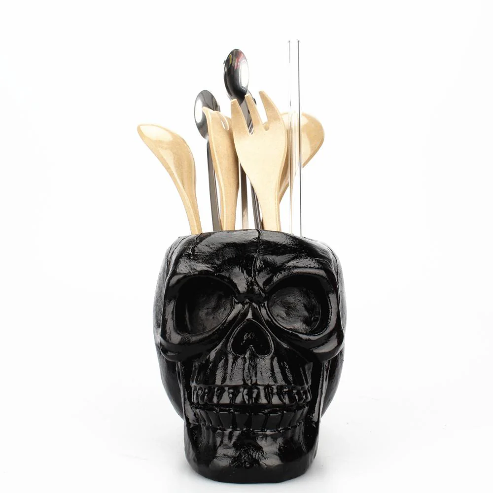 Resin Black Skull Makeup Organizer - Image 3