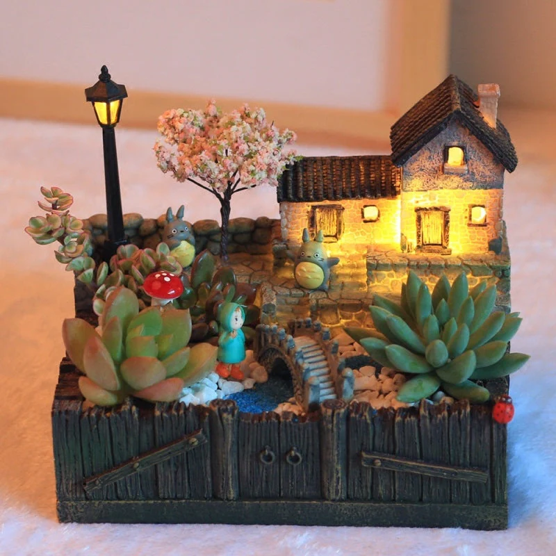 Resin Creative Landscape Cozy House Plants Vase - Image 3