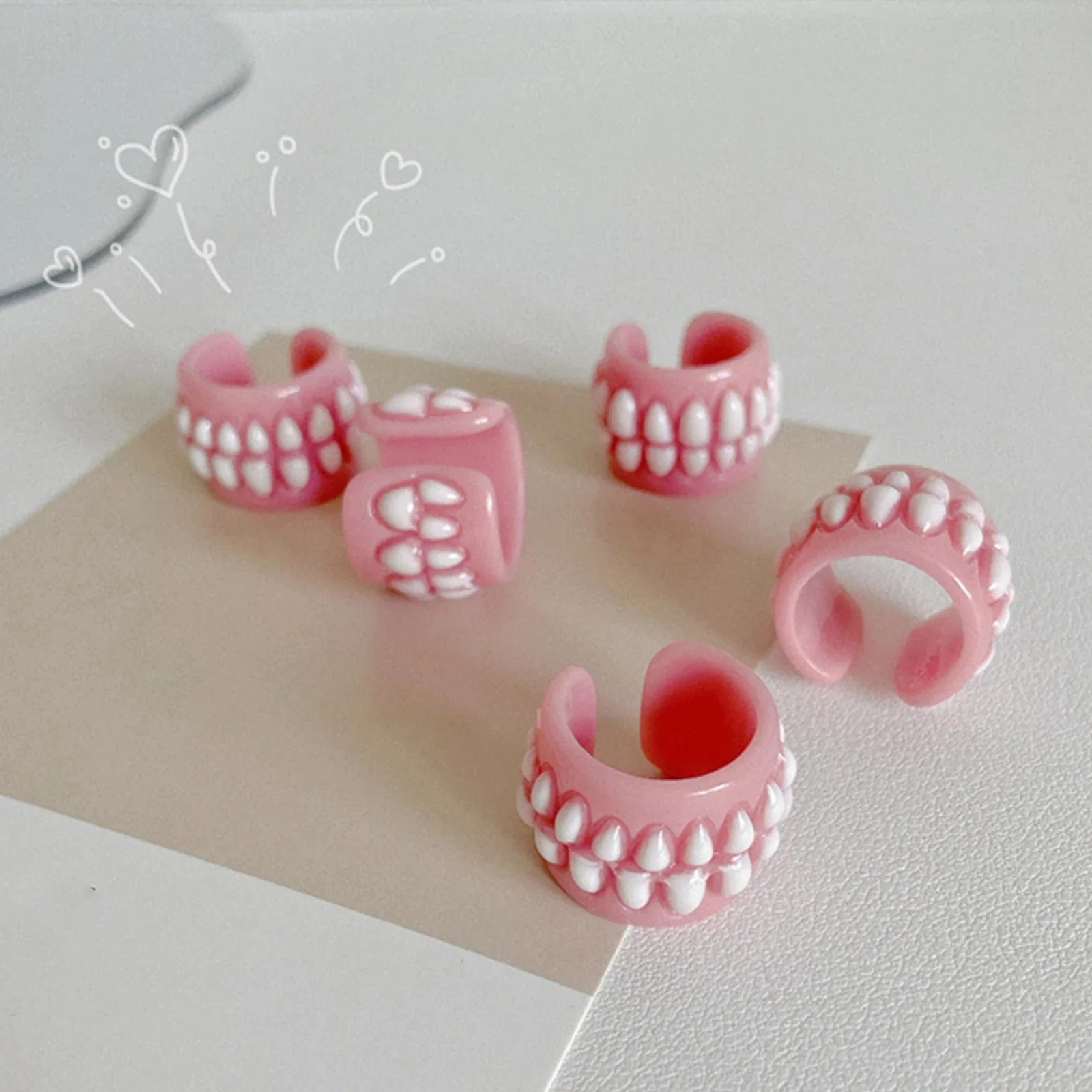 Resin Creative Love Bite Teeth-Shaped Rings - Image 2