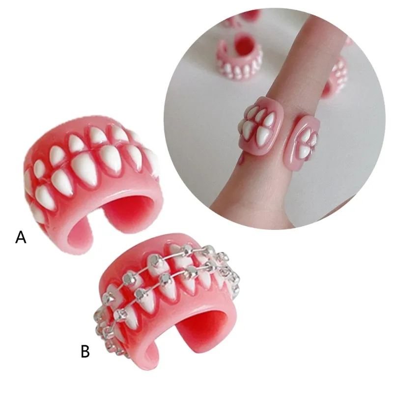 Resin Creative Love Bite Teeth-Shaped Rings - Image 4