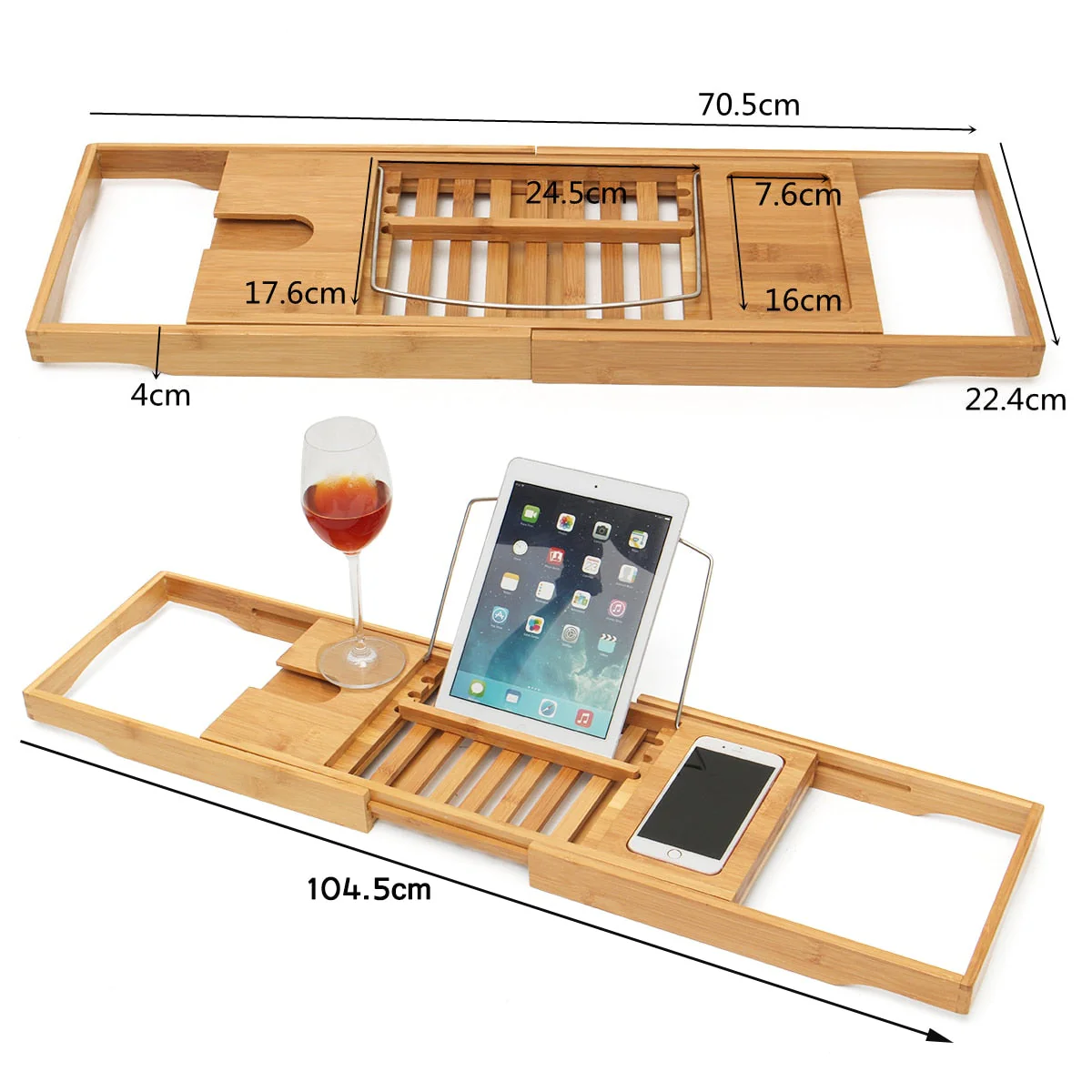 Retractable Bamboo Bathtub Shelf Bridge - Image 6