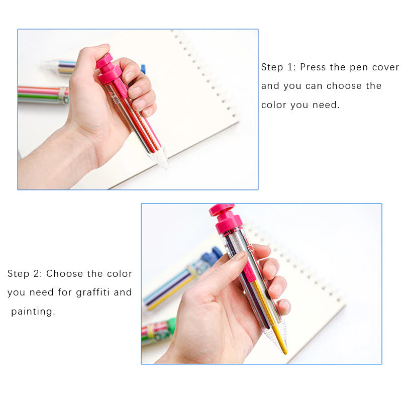 Retractable Kids Multi Coloring Pen - Image 7
