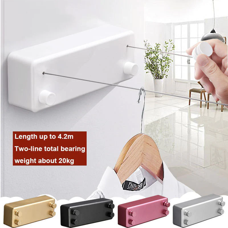 Retractable No Drill Stainless Steel Drying Rope - Image 5