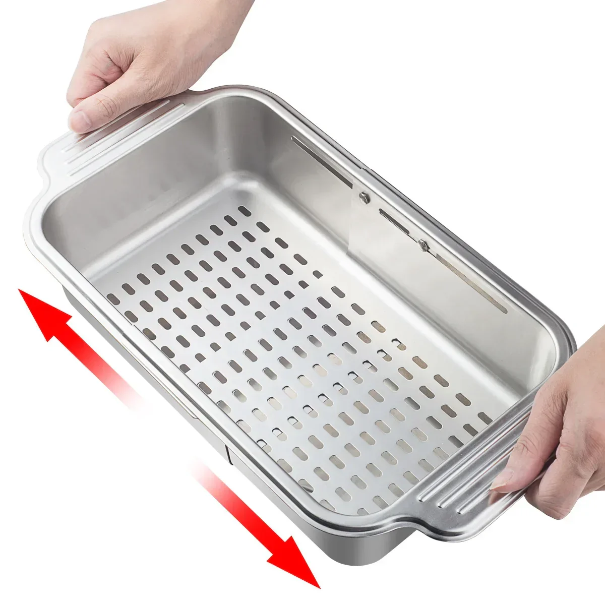 Retractable Over Sink Stainless Steel Vegetable Drain Basket - Image 5