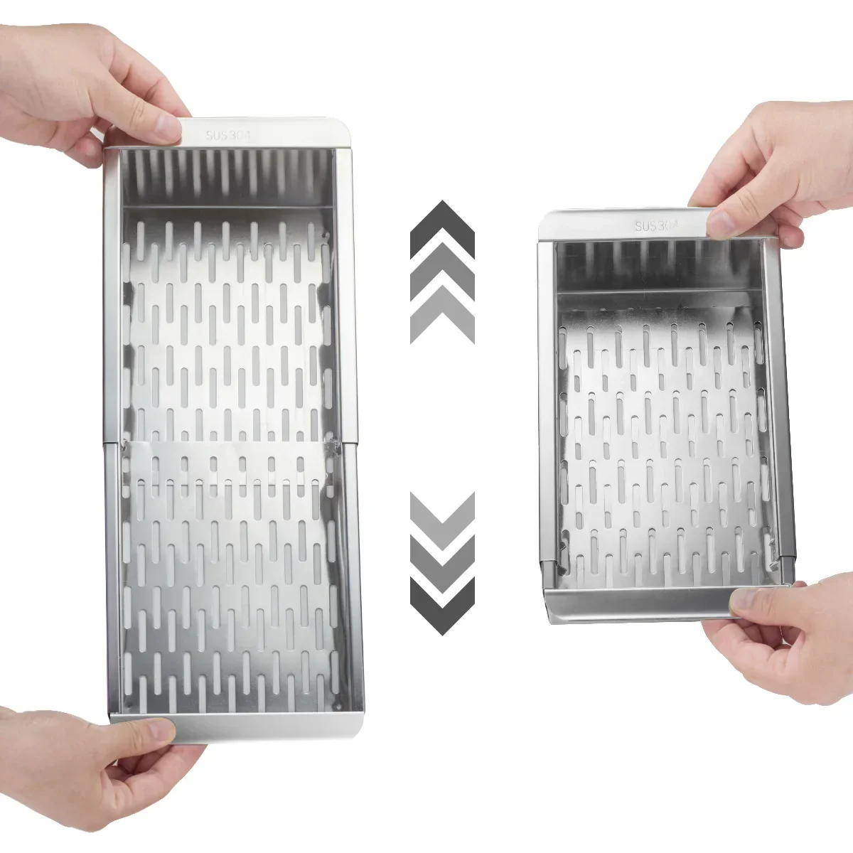 Retractable Over Sink Stainless Steel Vegetable Drain Basket - Image 9