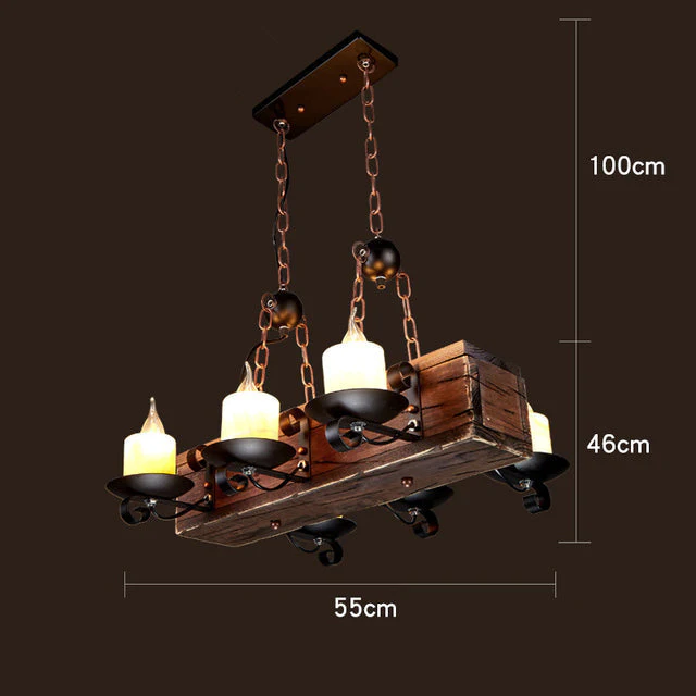 Retro Creative Wood Metal Vintage Pendant Lights - Image 17