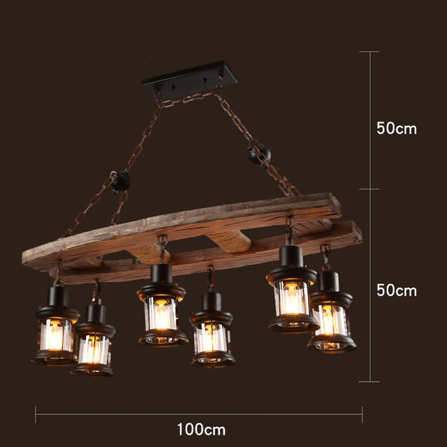 Retro Creative Wood Metal Vintage Pendant Lights - Image 18