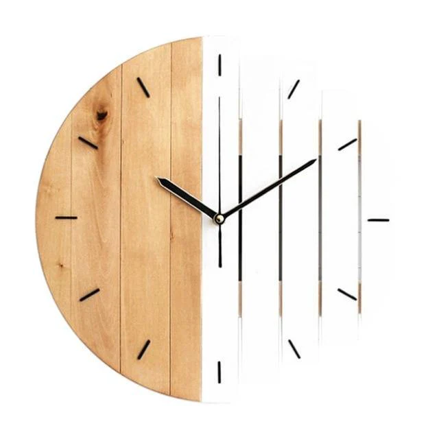 Retro Divided Wooden Wall Clock - Image 2