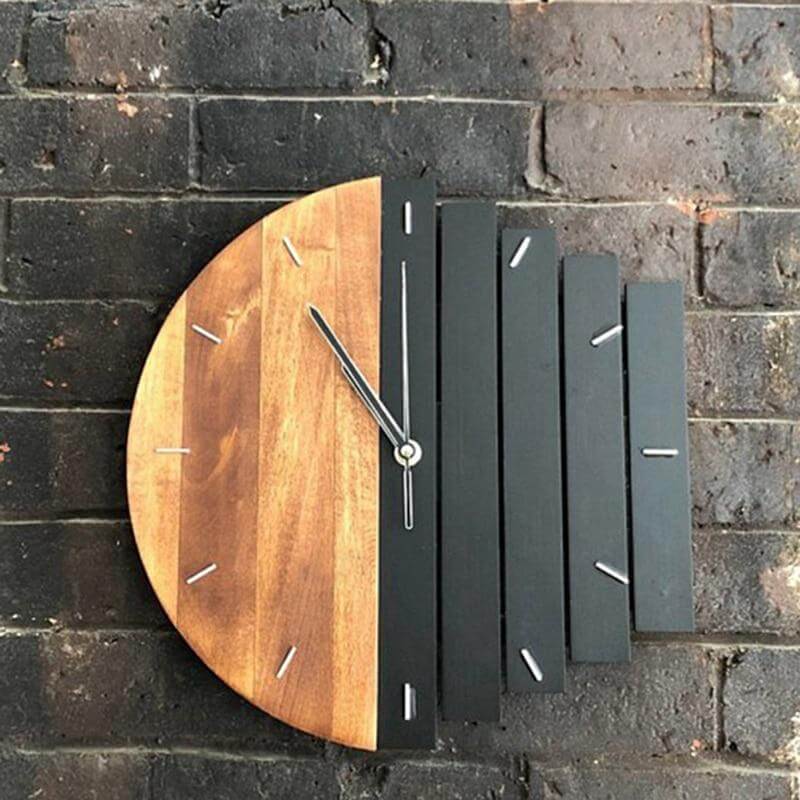 Retro Divided Wooden Wall Clock - Image 4
