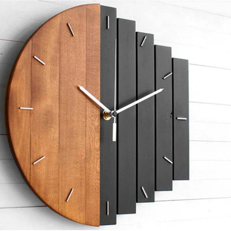 Retro Divided Wooden Wall Clock - Image 8