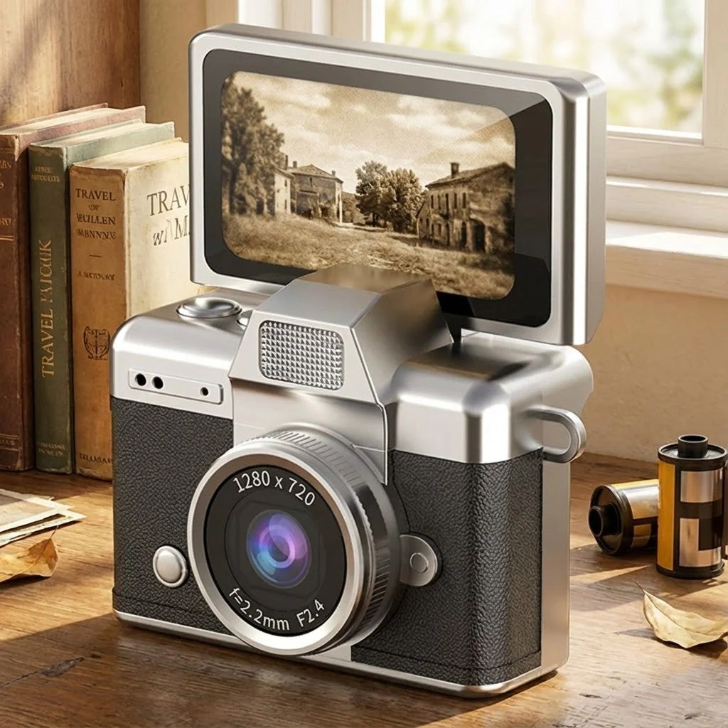 Retro Flip Screen Mini Camera Keychain - Image 6