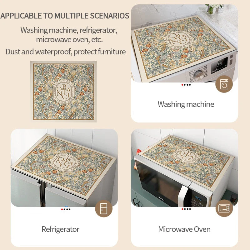 Retro Floral Washing Machine Cover Drainer Mat - Image 2
