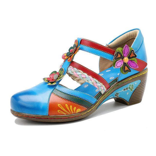 Retro Leather Flower Hollow Out Sandals - Image 10