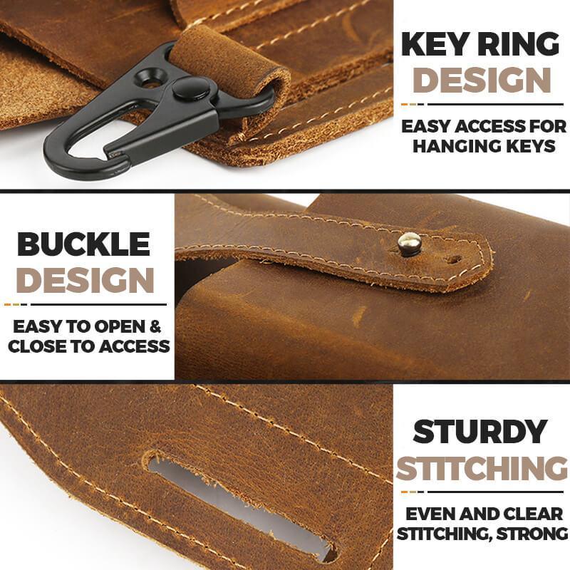 Retro Leather Multifunctional Phone Holder Waist Bag - Image 13
