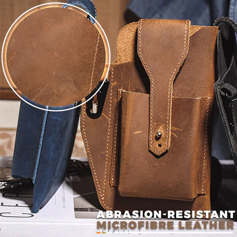 Retro Leather Multifunctional Phone Holder Waist Bag - Image 5