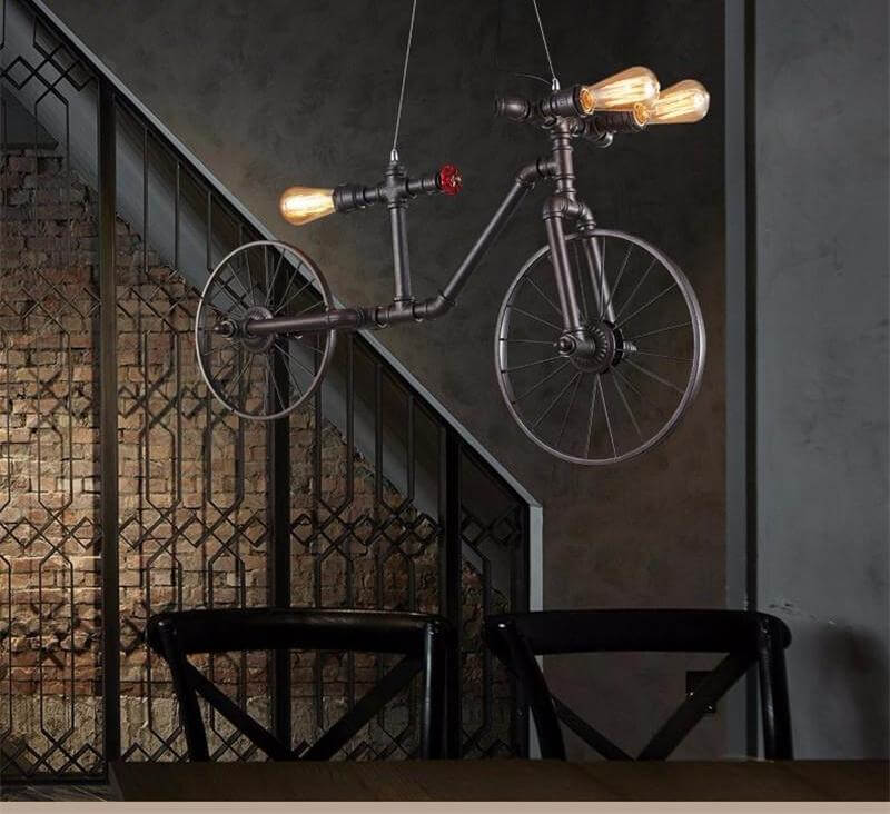 Retro Loft Style Bicycle Metal Lamp - Image 2