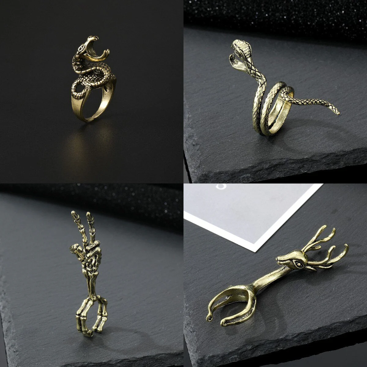Retro Mystical Time Brass Dragon Ring - Image 2