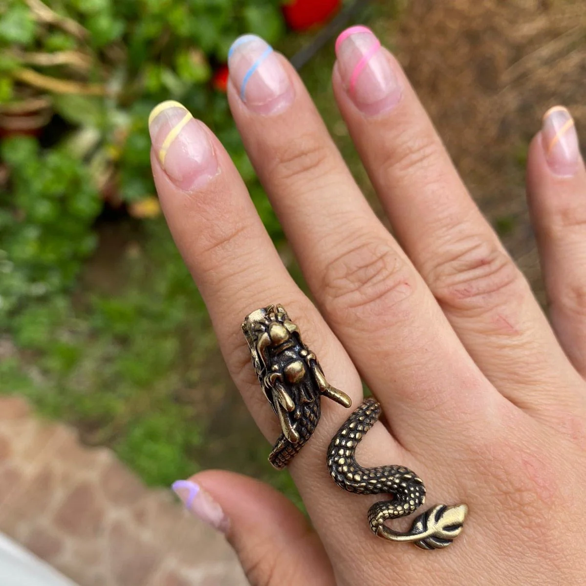 Retro Mystical Time Brass Dragon Ring - Image 5