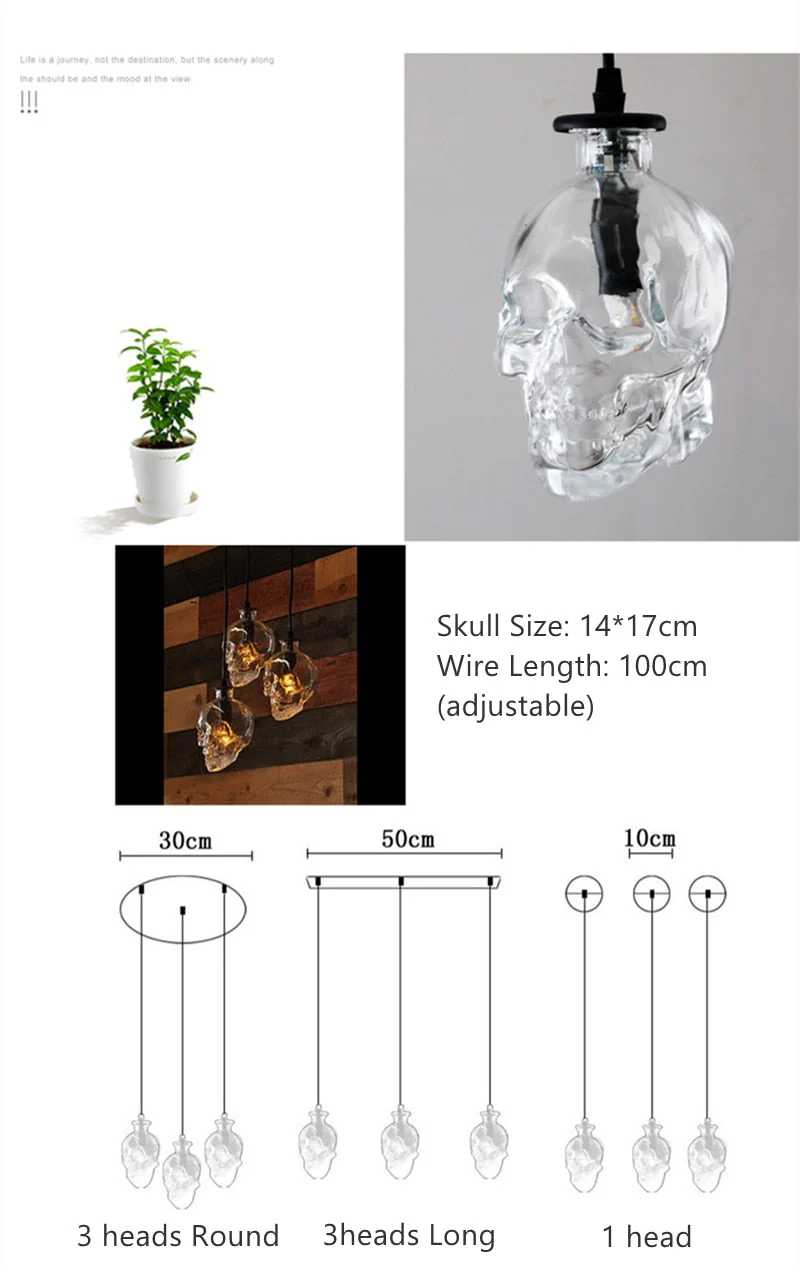 Retro Skull Glass Pendant Light - Image 15