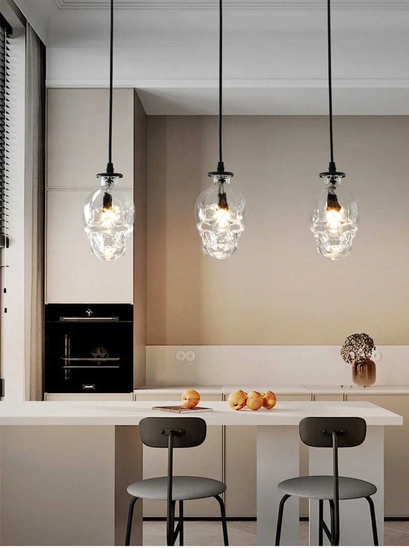 Retro Skull Glass Pendant Light - Image 4