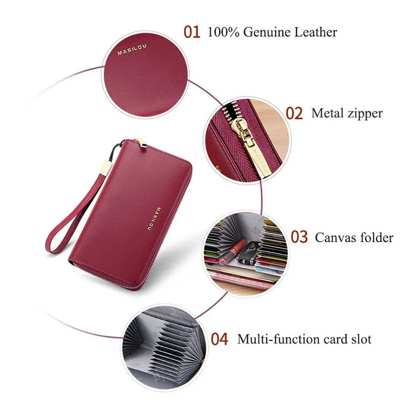 RFID Blocking Large Leather Women Wallet - Image 2