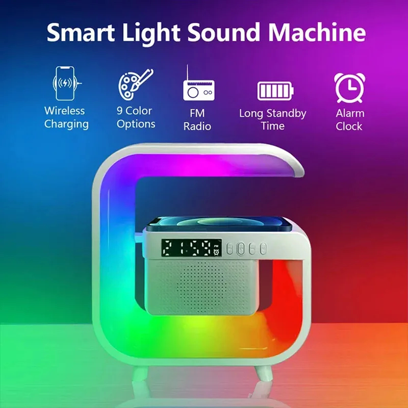 RGB Wireless Charging Bluetooth Futuristic Night Lamp Speaker - Image 3