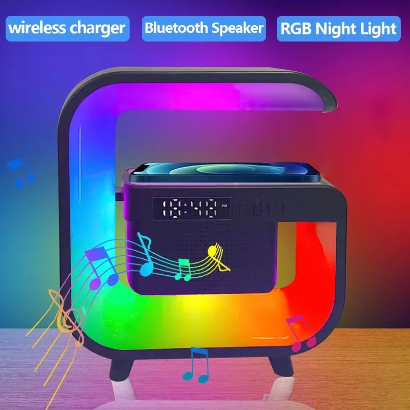 RGB Wireless Charging Bluetooth Futuristic Night Lamp Speaker - Image 4