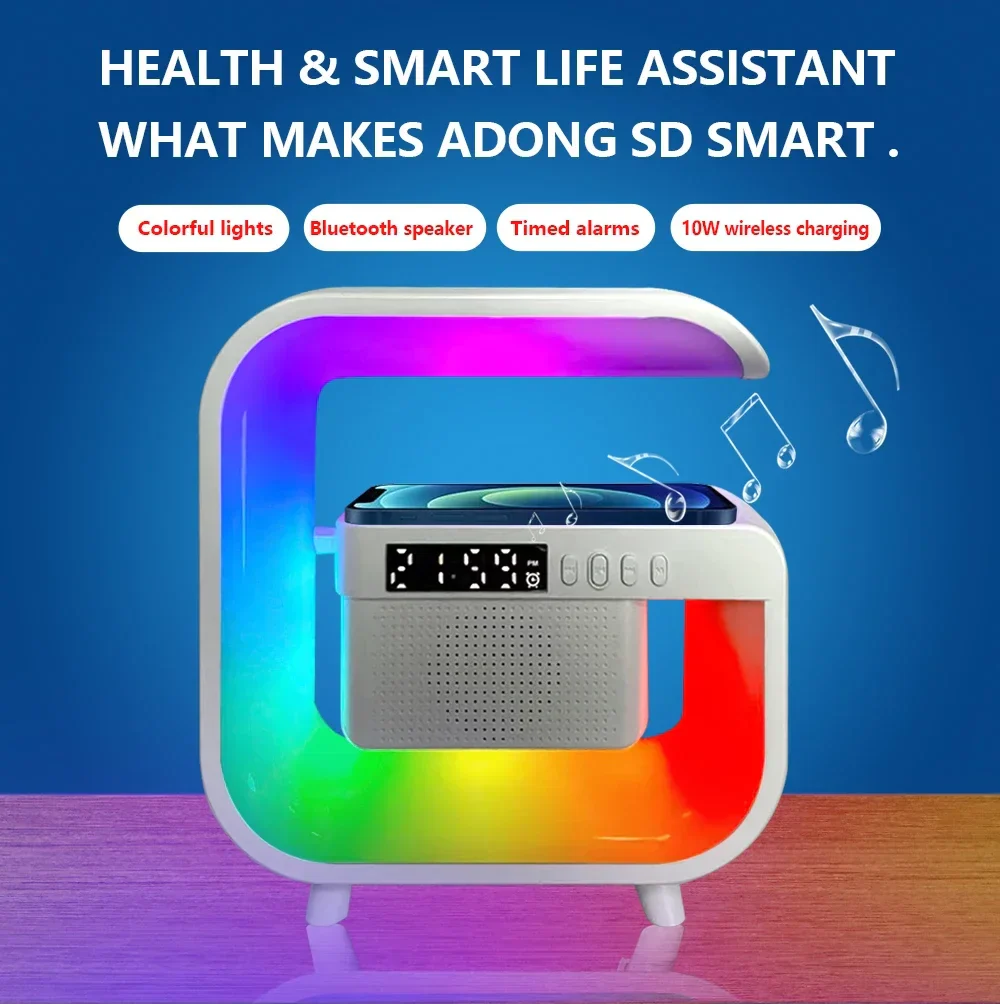 RGB Wireless Charging Bluetooth Futuristic Night Lamp Speaker - Image 8