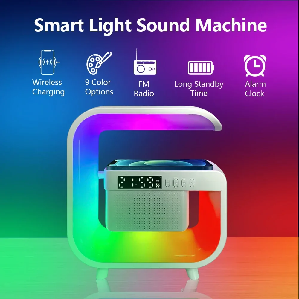 RGB Wireless Charging Bluetooth Futuristic Night Lamp Speaker - Image 9
