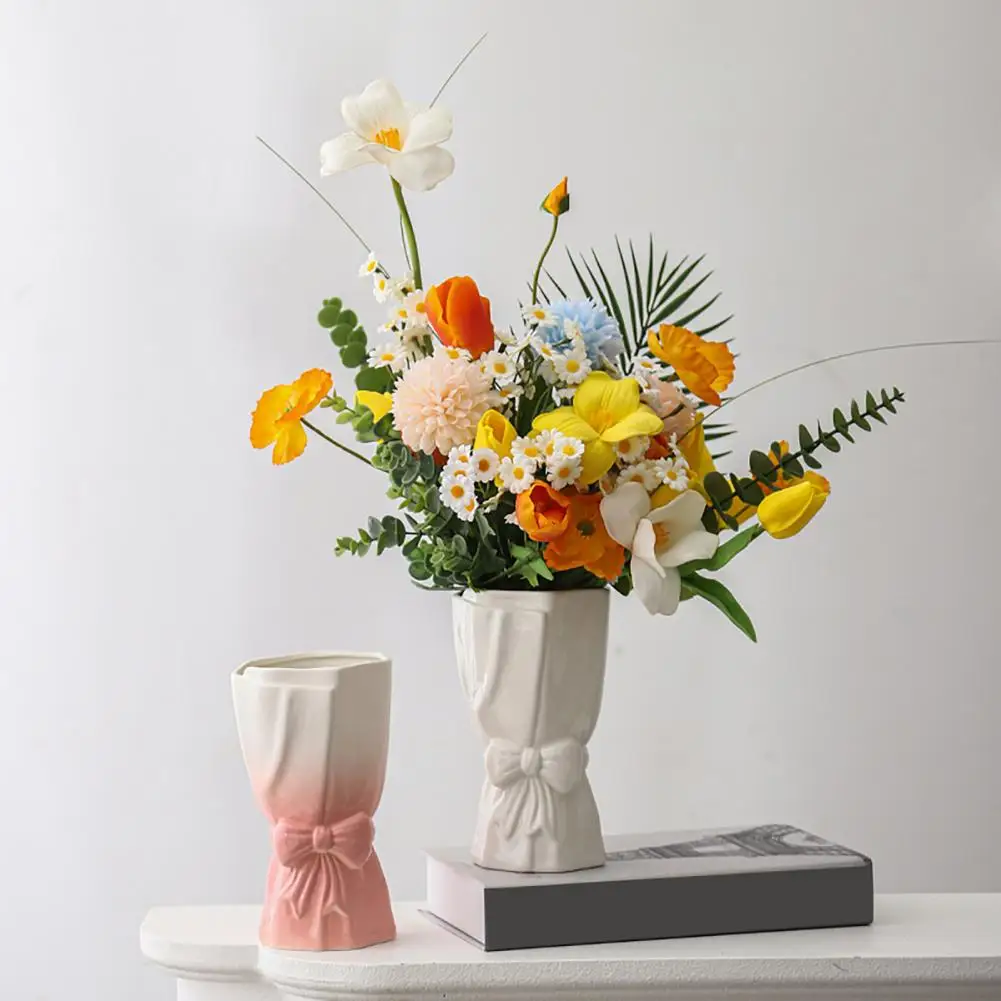 Ribbon Bow Ceramic Tabletop Flower Vase - Image 2